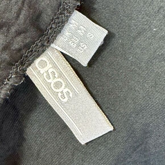 ASOS Satin Thin Cross Strap Low Back Sexy Little Black Mini Dress Women's Small - Picture 3 of 8